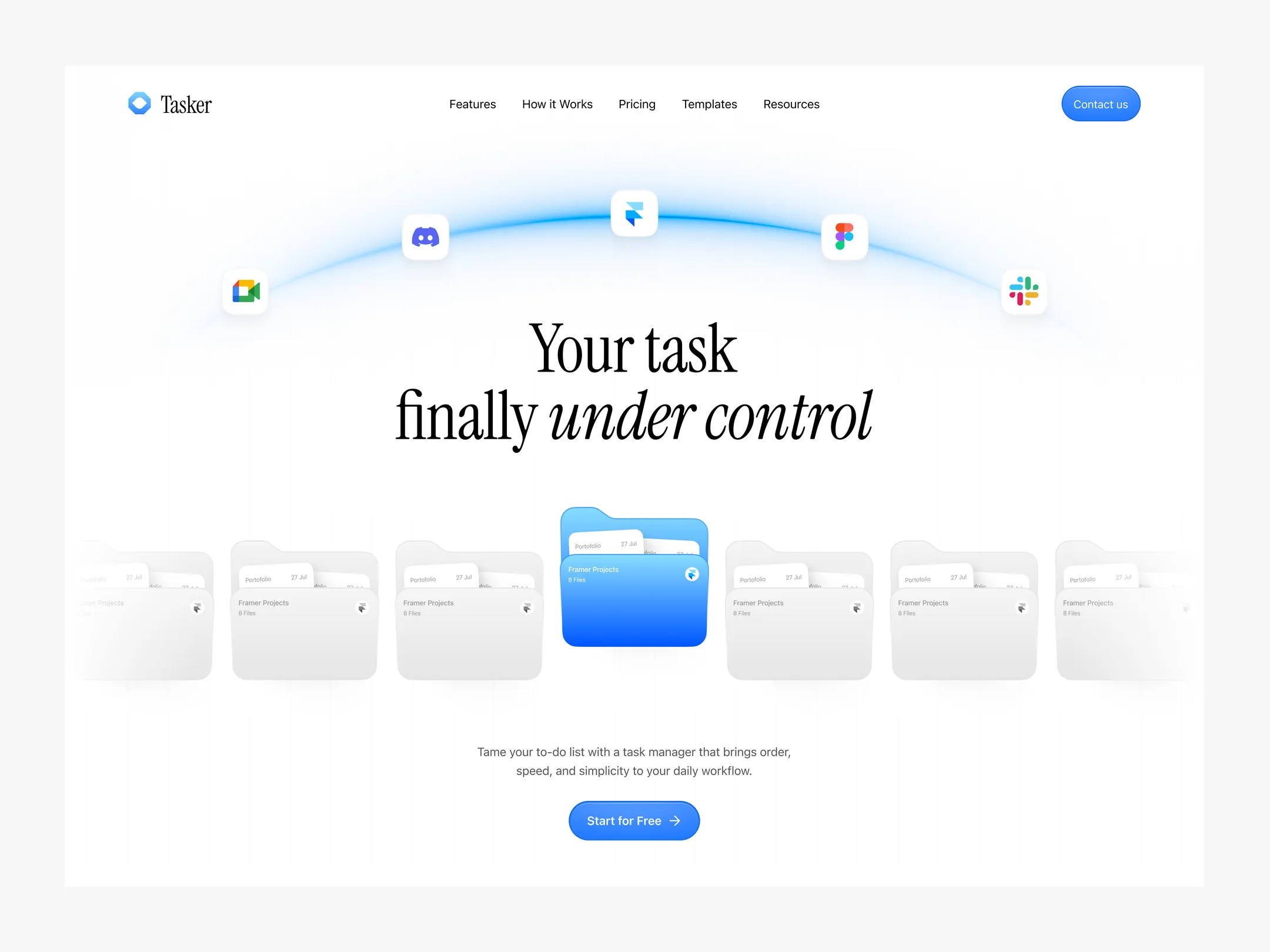 Website design — Tasker landing page
